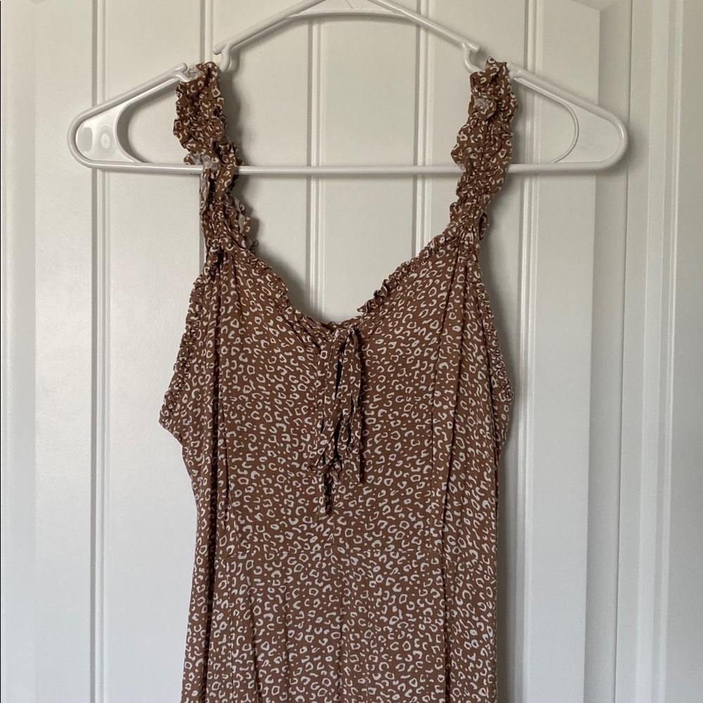 Brown and White Patterned Dress